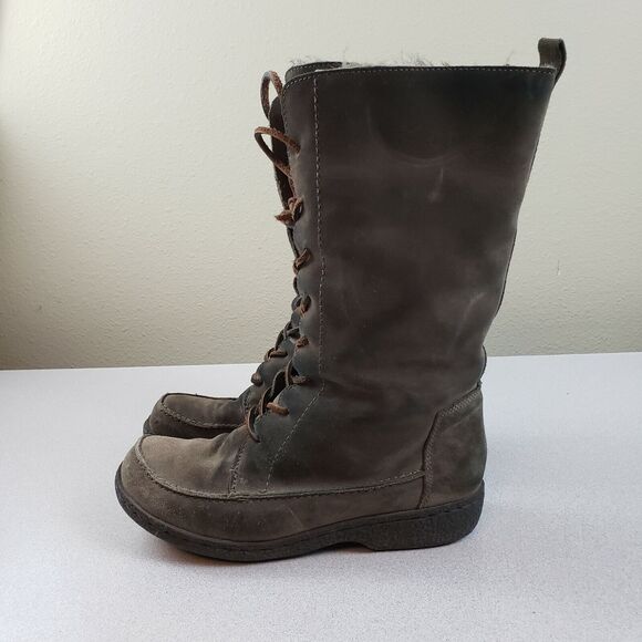 Sam Edelman Womens Brown Leather Round Toe Mid Calf Lace Up Snow Boots Size 7 - Picture 1 of 7